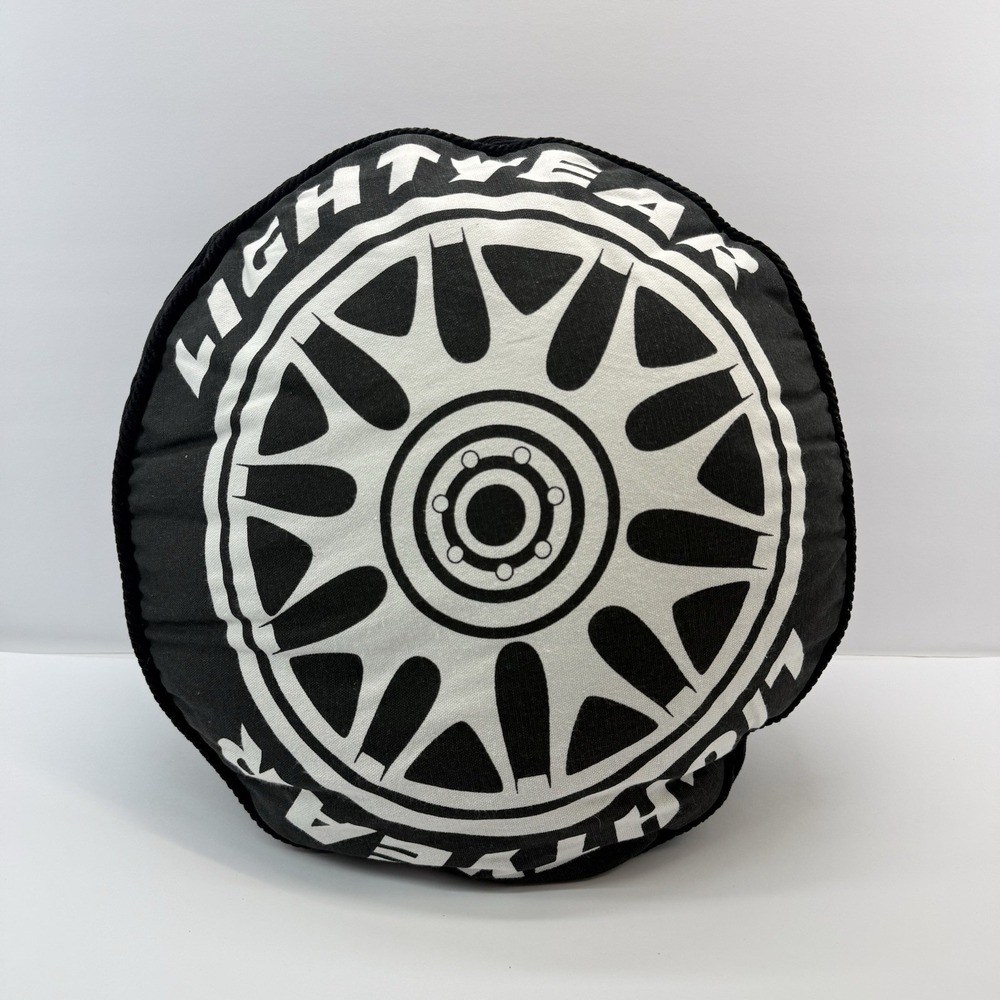 Disney Pixar Cars Lightning McQueen Tire Throw Pillow Plush Doll Black Round 15"